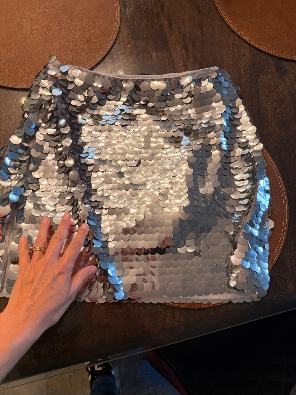 wild fable Silver Sequin Mini Skirt